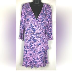 Lily Pink and Blue Floral Wrap Dress